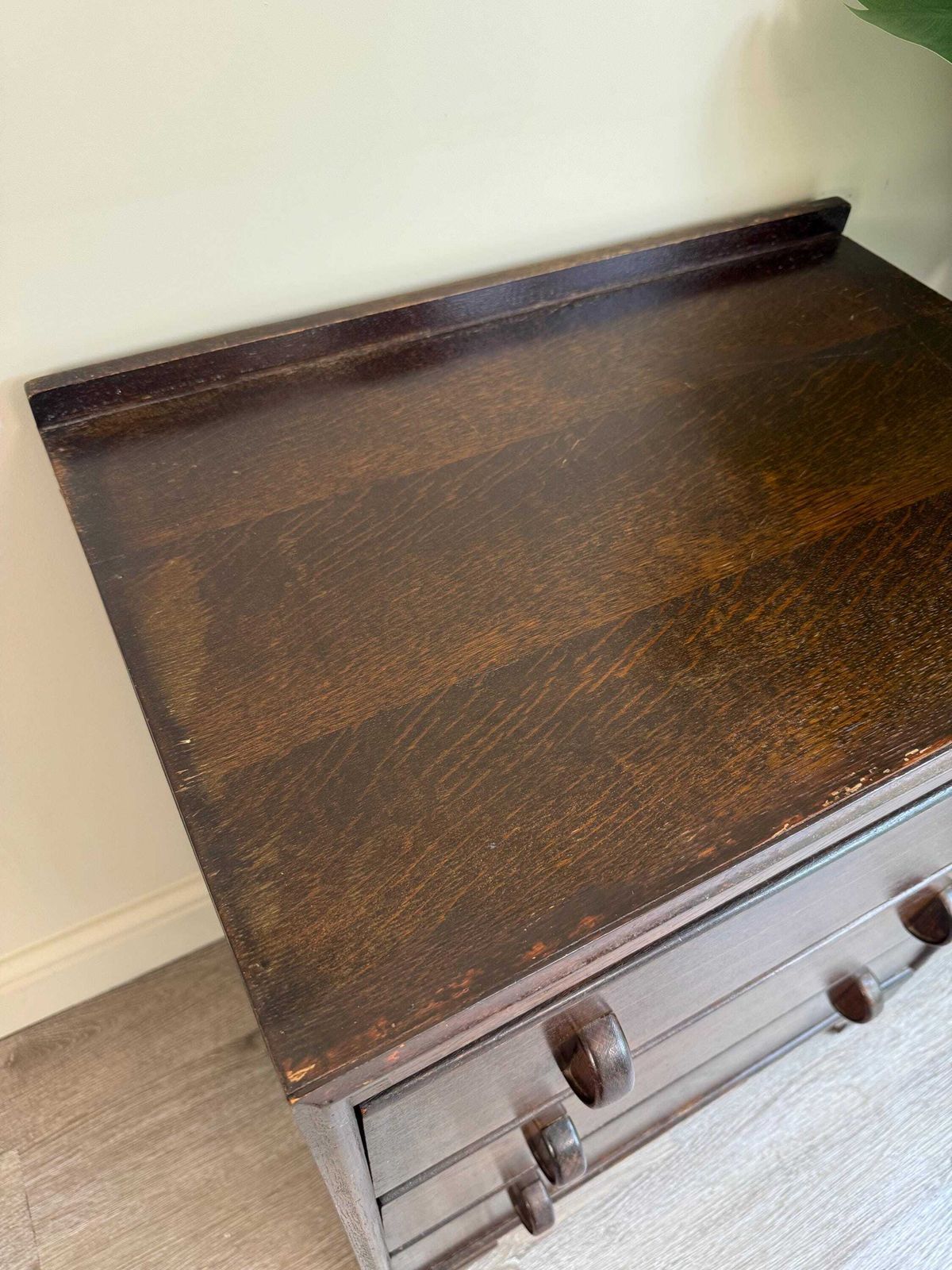 Vintage Small Wooden Three Drawer Chest Of Drawers: Original Hardware photo vintage
