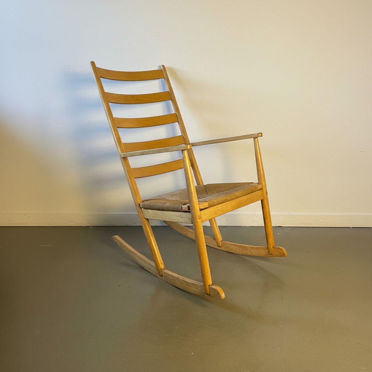 Midcentury Hans Wegner Style Rocking Chair