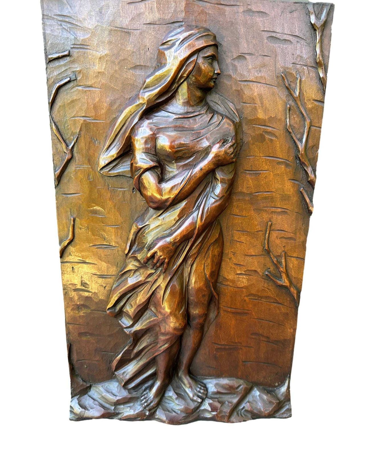 Antique 19th Century Hand Carved Wood Panel   French Architectural Salvage   Romantic Art Nouveau Wall Decor photo furniture