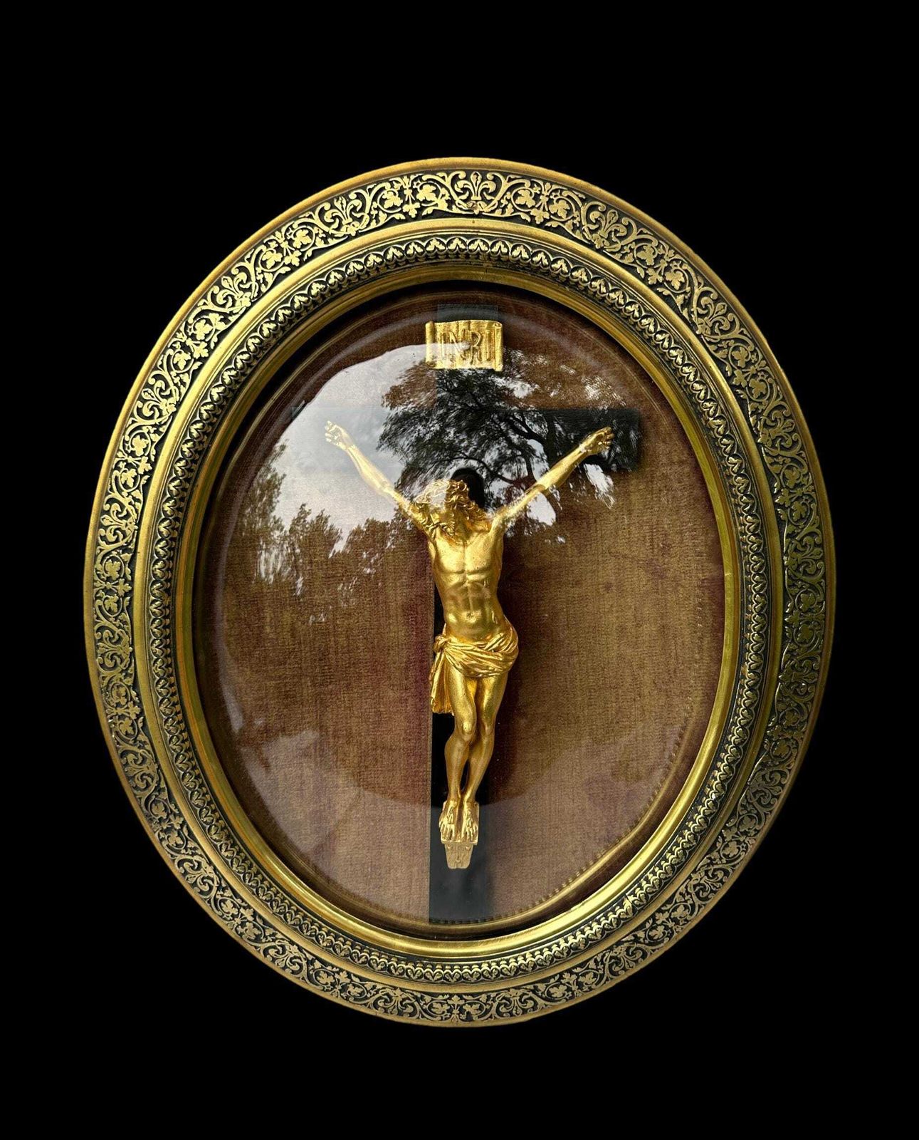 Large Antique French Religious Frame 19th Century Napoleon III Style – Catholic Home Altar Decor – Victorian Wall Art – Sacred Heart Era