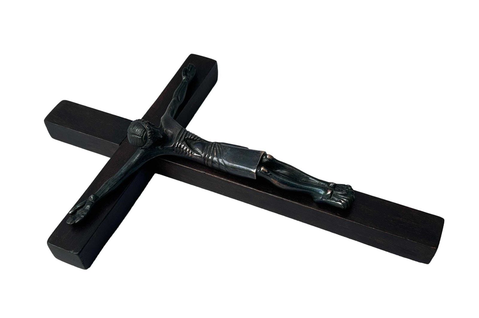 Jean Lambert Rucki (1888 1967) Art Deco Bronze Crucifix   Modernist Cubist Christ Sculpture photo vintage