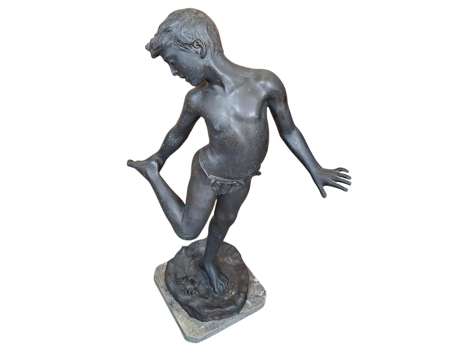 photo for sale Splendida Scultura In Bronzo: "Il Bambino Morso Dal Granchio" '90