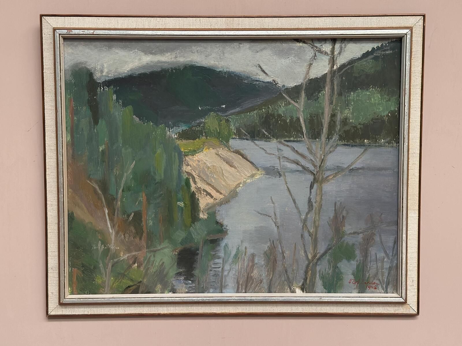Art Original Mid Century Swedish Oil On Panel – “Shore” By Karl Olof Larsen – Dated 1945 – Vintage & Framed – 50 × 40 Cm (19.7" × 15.7") photo