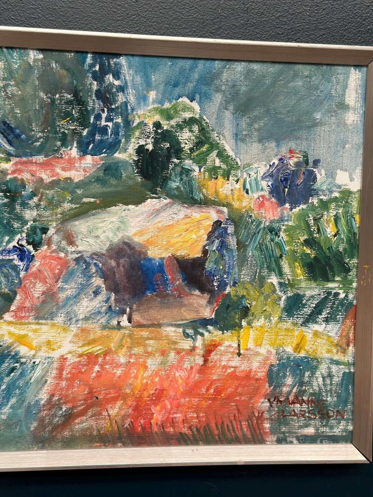 Original Swedish Oil On Canvas – “östra Tollstad I” By Vivianne Larsson – Vintage & Framed – 63.5 × 43.5 Cm (25" × 17.1") photo vinterior