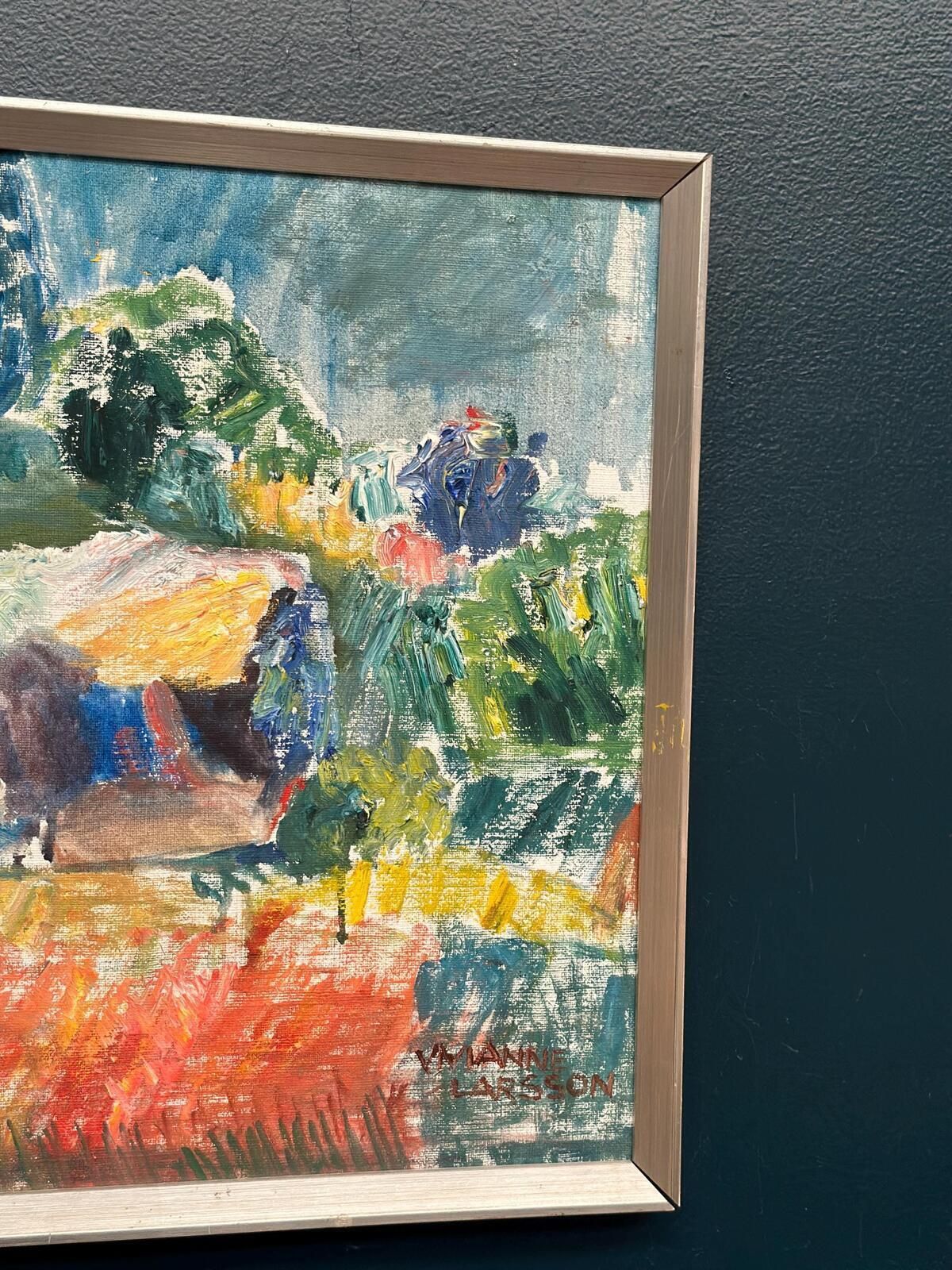 Original Swedish Oil On Canvas – “östra Tollstad I” By Vivianne Larsson – Vintage & Framed – 63.5 × 43.5 Cm (25" × 17.1") photo buy