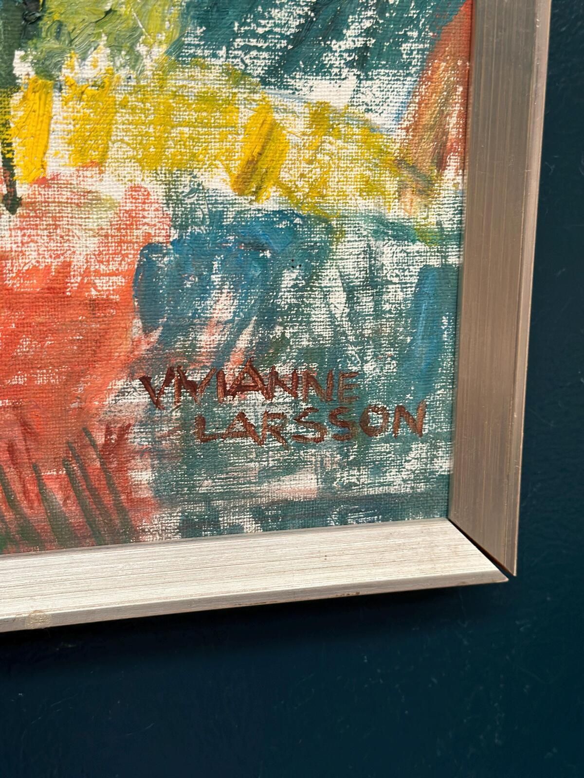 Original Swedish Oil On Canvas – “östra Tollstad I” By Vivianne Larsson – Vintage & Framed – 63.5 × 43.5 Cm (25" × 17.1") photo vintage