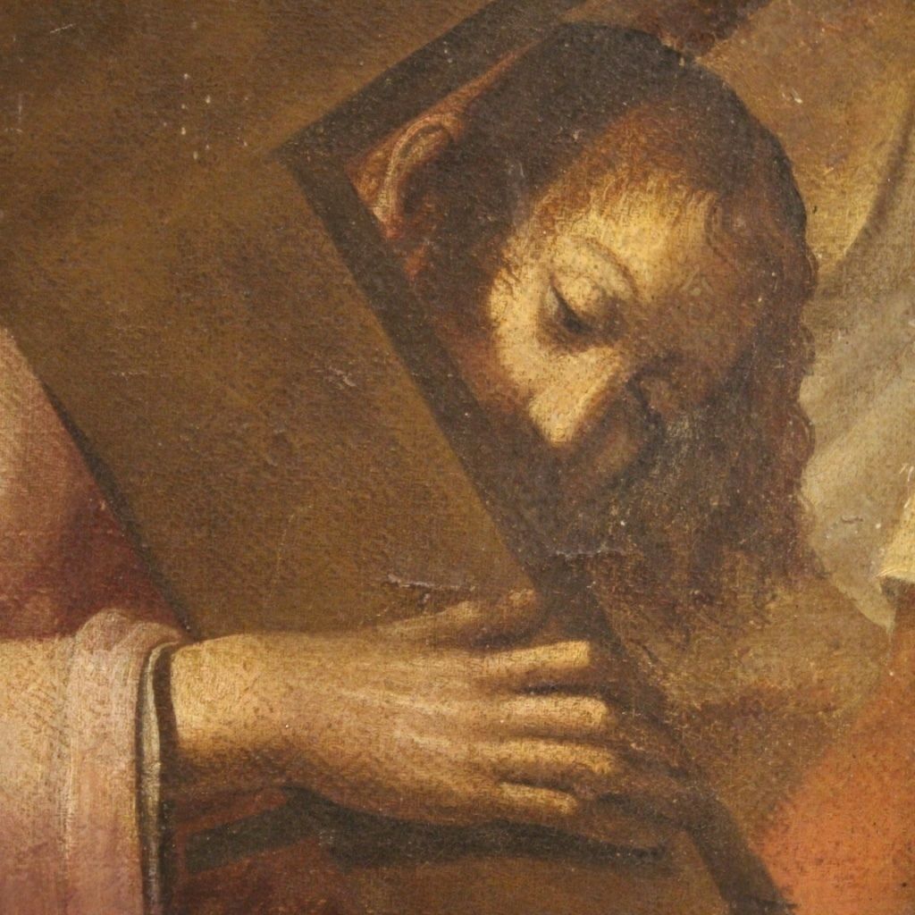 Antique Italian Painting Of The Way Of The Cross, Ascent To Calvary, From The 17th Century photo vintage