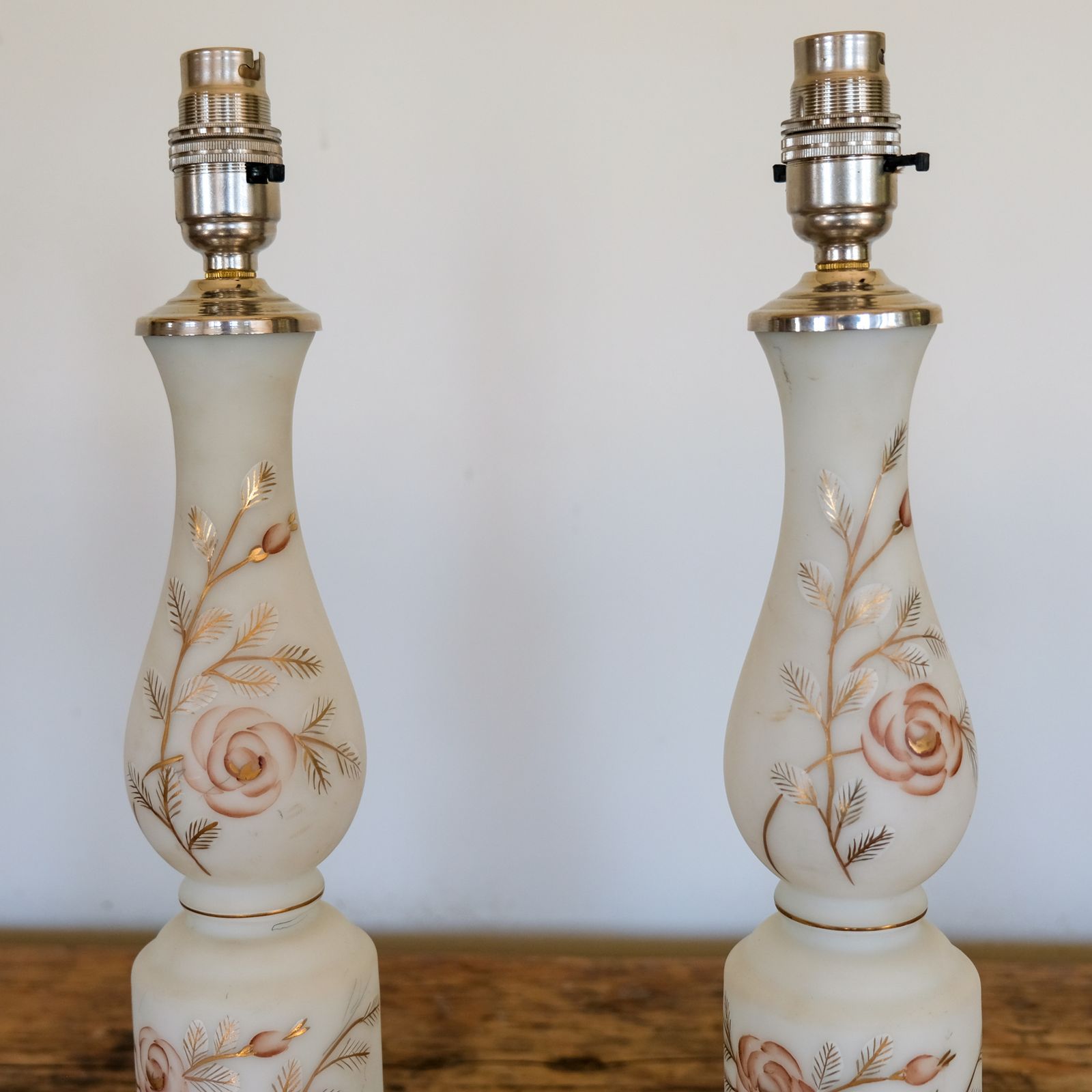 Pair Of 1920s Milk Glass Lamps photo Lighting