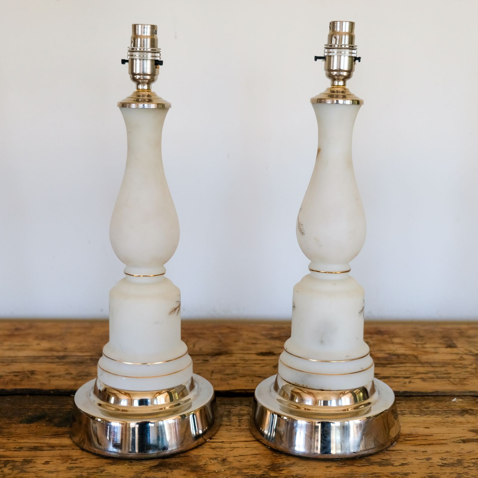Pair Of 1920s Milk Glass Lamps photo 390.0