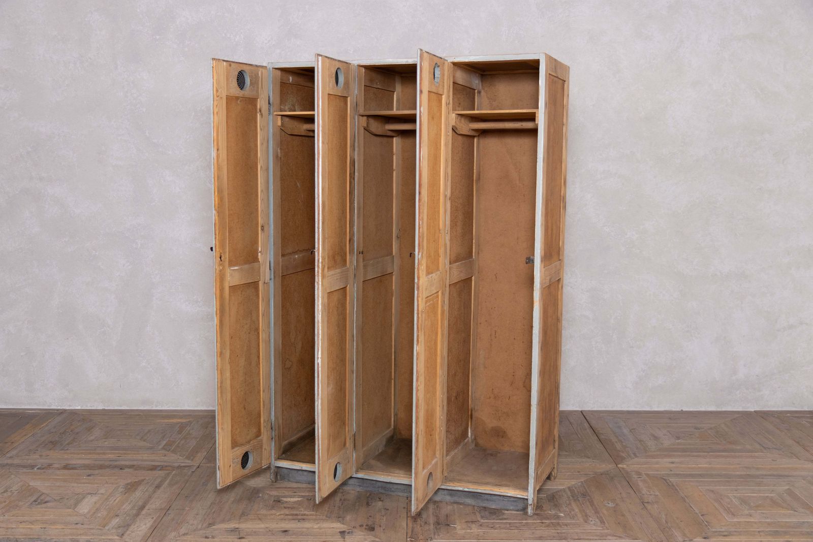 Bank Of Three Wooden Storage Lockers photo furniture