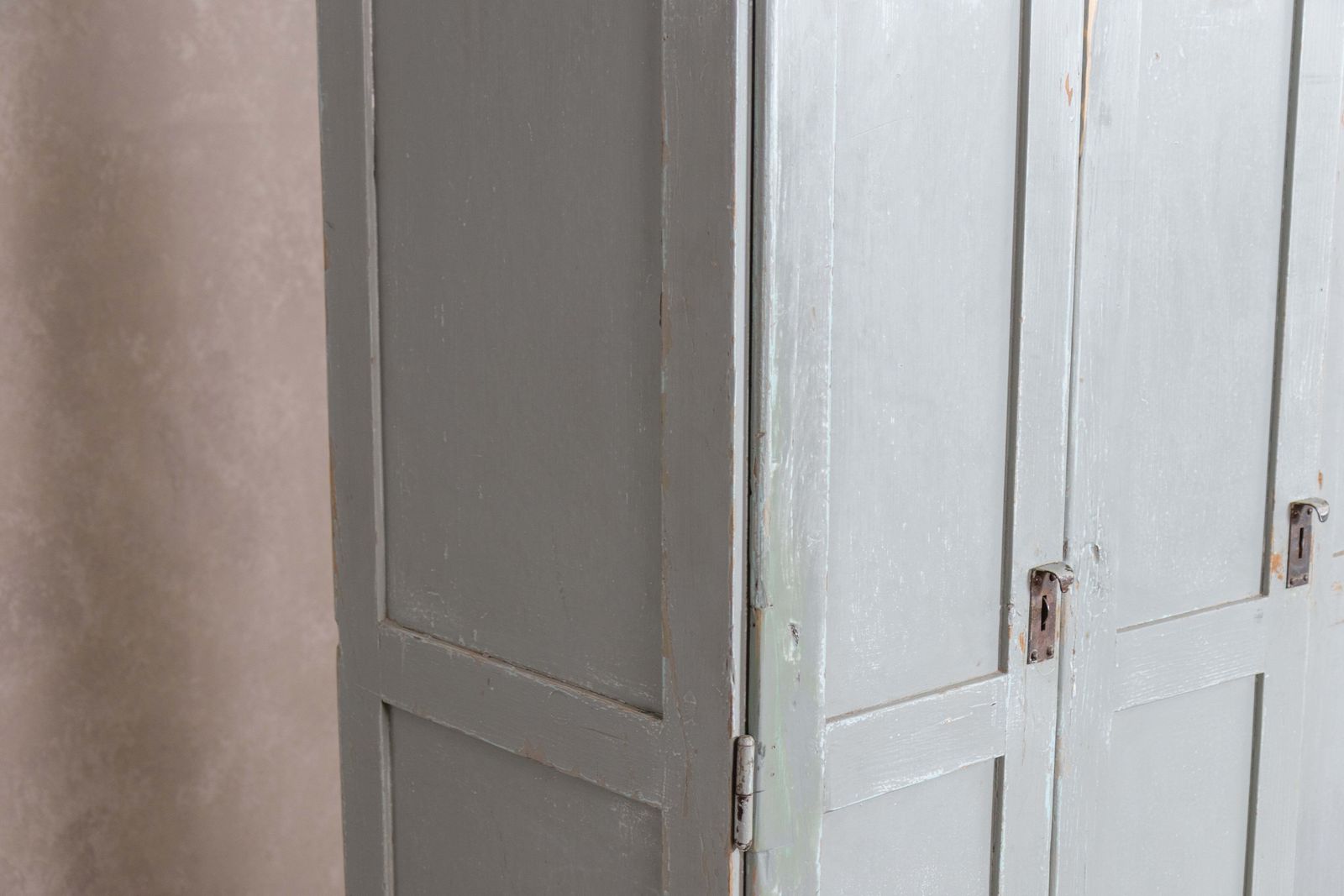 photo for sale Bank Of Three Wooden Storage Lockers