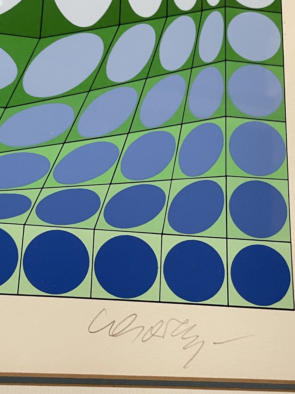 1980s Victor Vasarely Artist Proof Signed Screen Print. Silk. 31cm X 31cm. photo vinterior