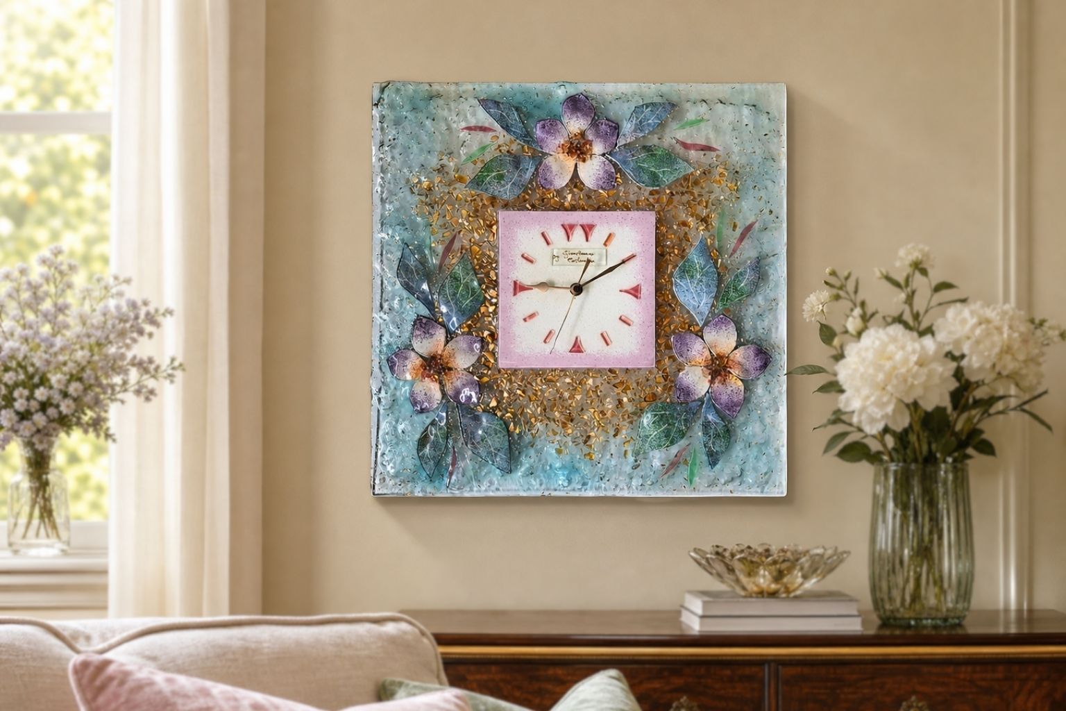Splendido Orologio Da Parete Gianfranco Costantin – Vetro Artistico Murano