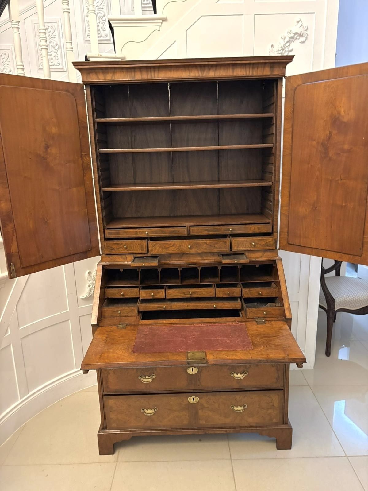 Antique Exceptional 18th Century George I Figured Walnut Bookcase photo Furniture