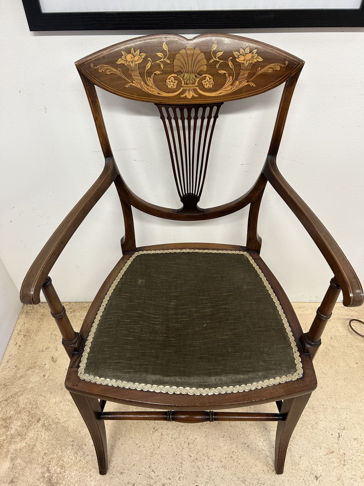 Antique Inlaid Armchair, Early 20th Century photo furniture