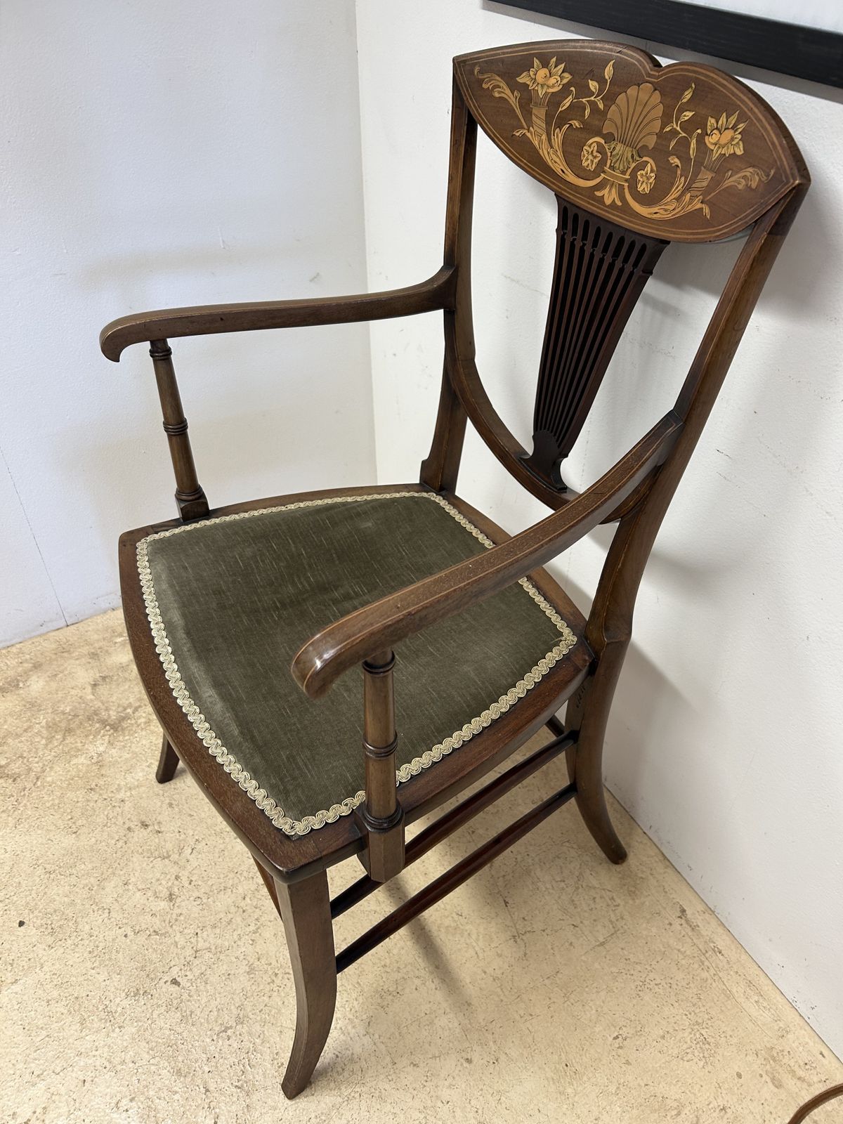 Antique Inlaid Armchair, Early 20th Century photo for sale