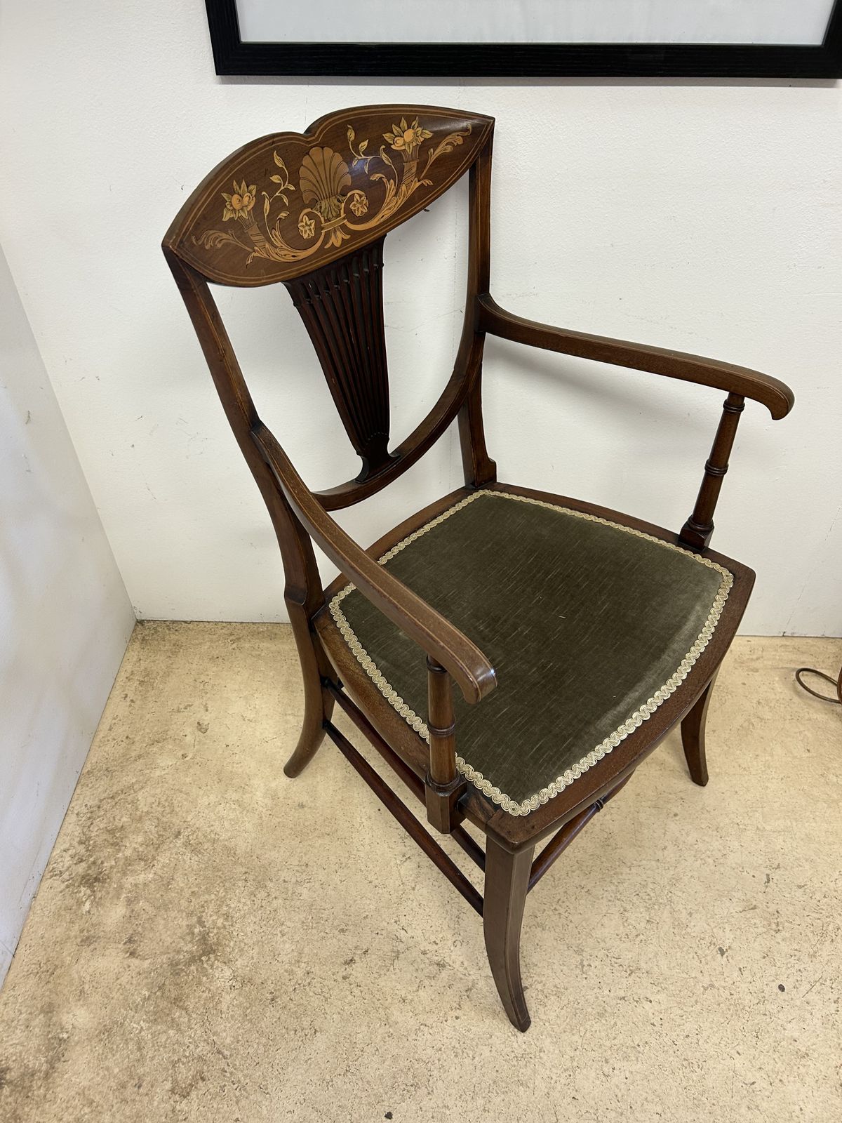 Antique Inlaid Armchair, Early 20th Century photo Furniture