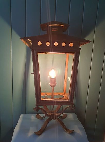 Victorian Green Painted Garden Lantern Converted From Gas photo furniture