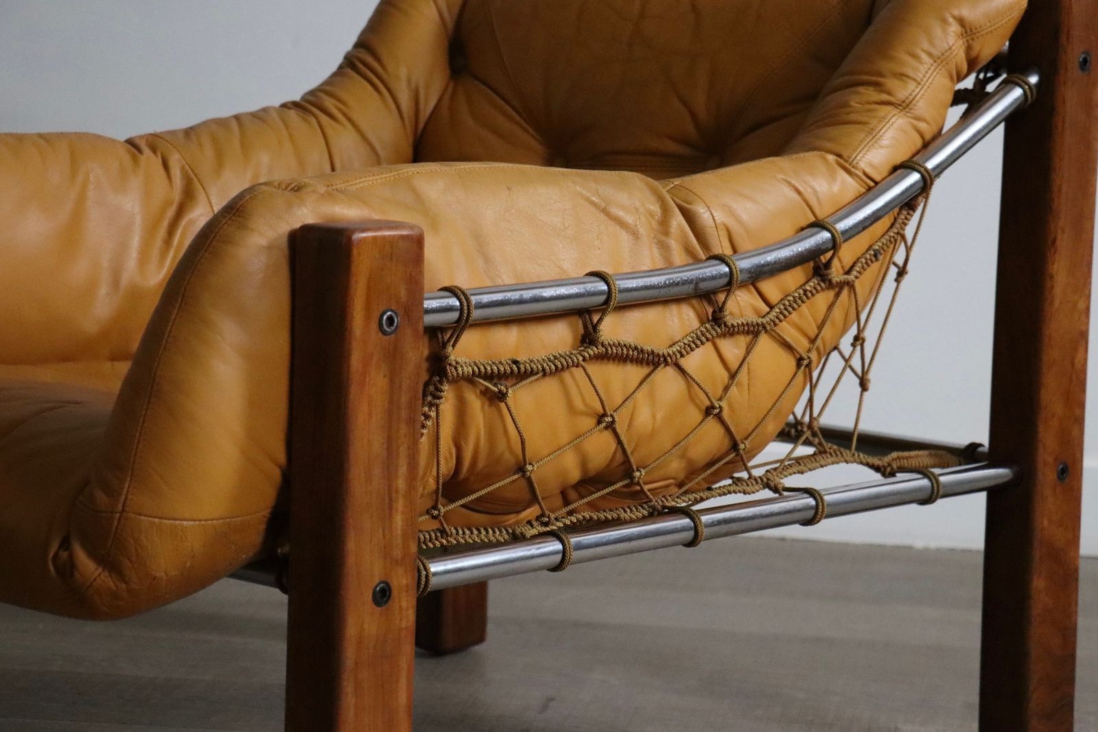 Rare Amazonas Lounge Chair With Ottoman In Cognac Leather By Jean Gillon Brazil 1960s photo vinterior