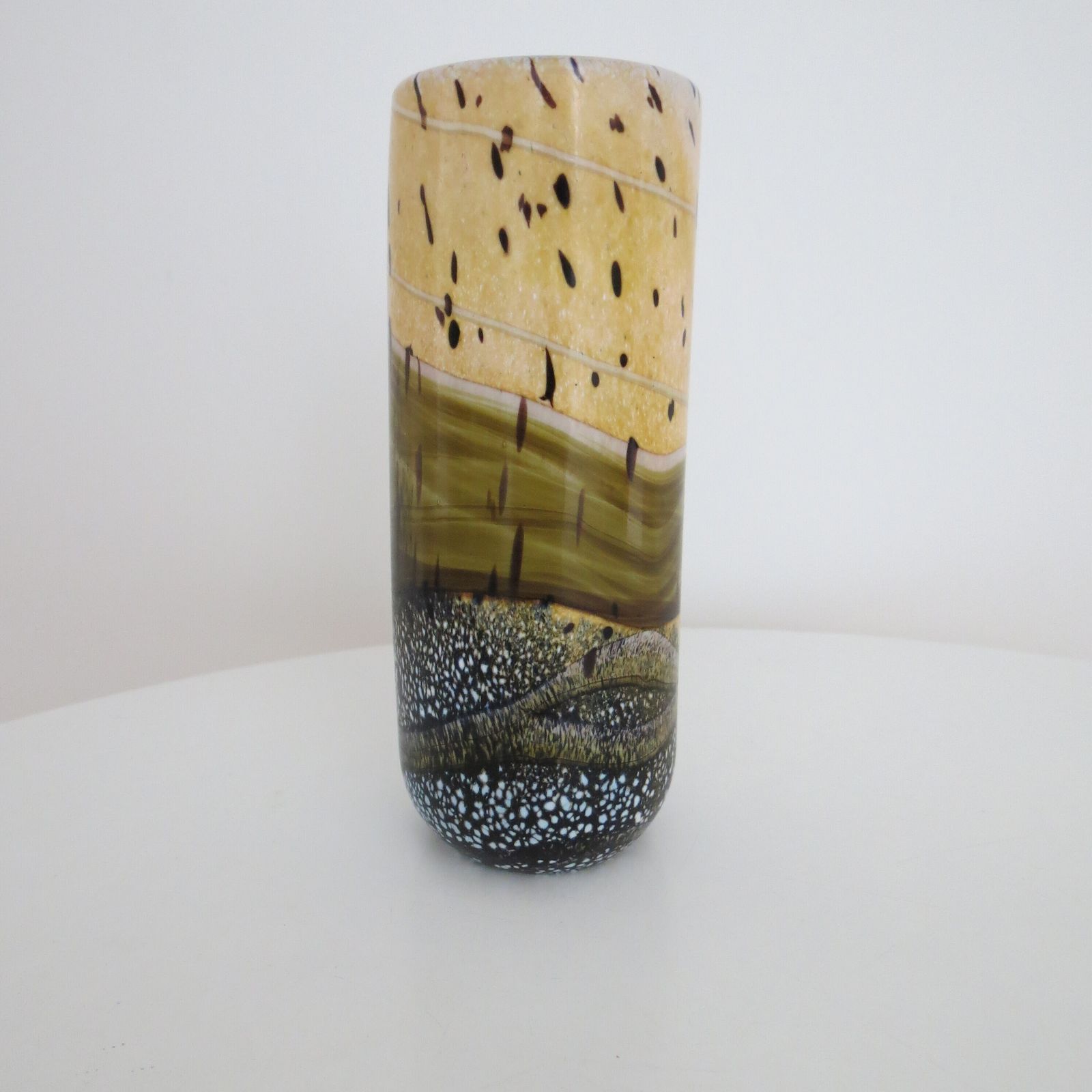 Glass Vase By Norman Stuart Clarke 1990s  Cased Glass Landscape Scene photo buy