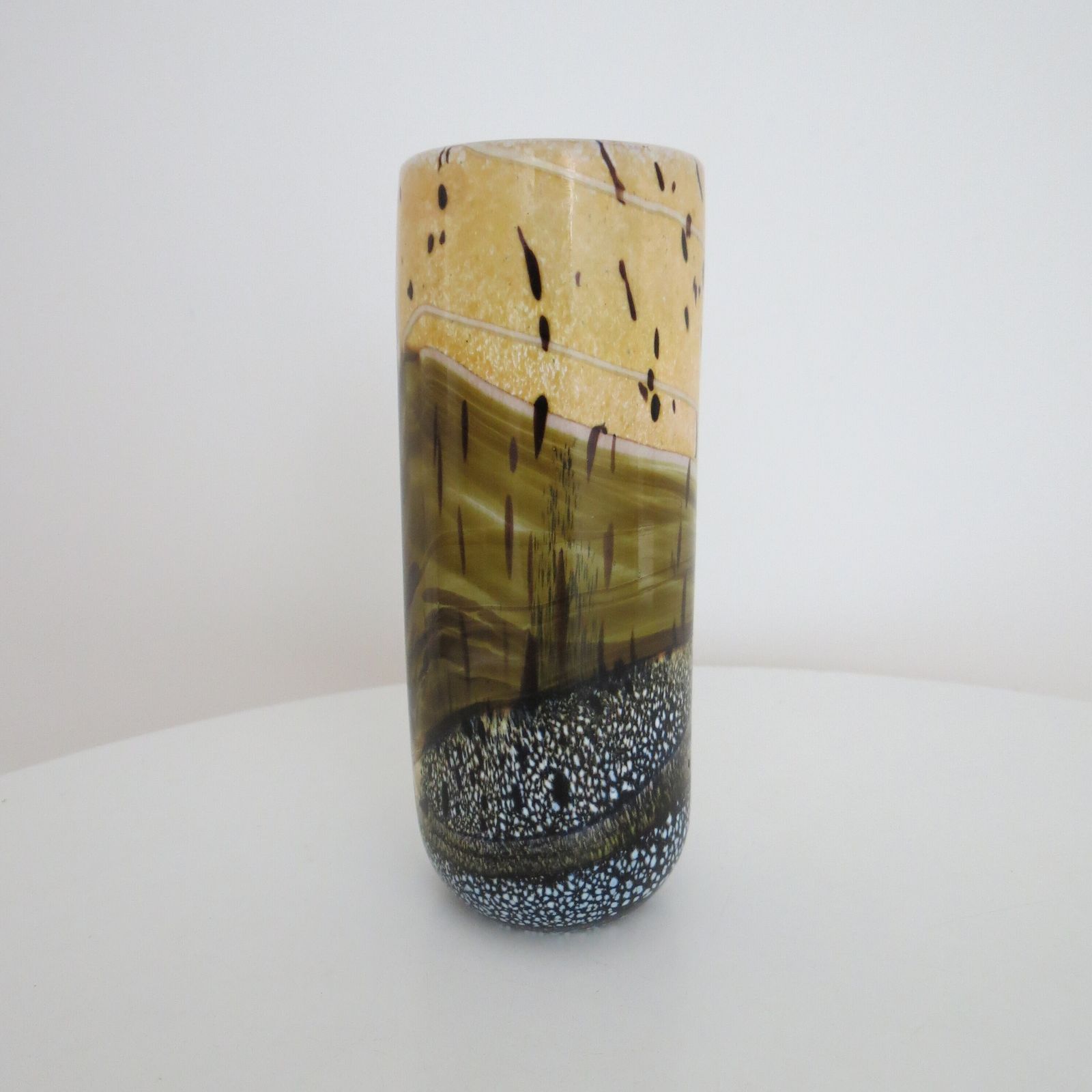Glass Vase By Norman Stuart Clarke 1990s  Cased Glass Landscape Scene photo vintage