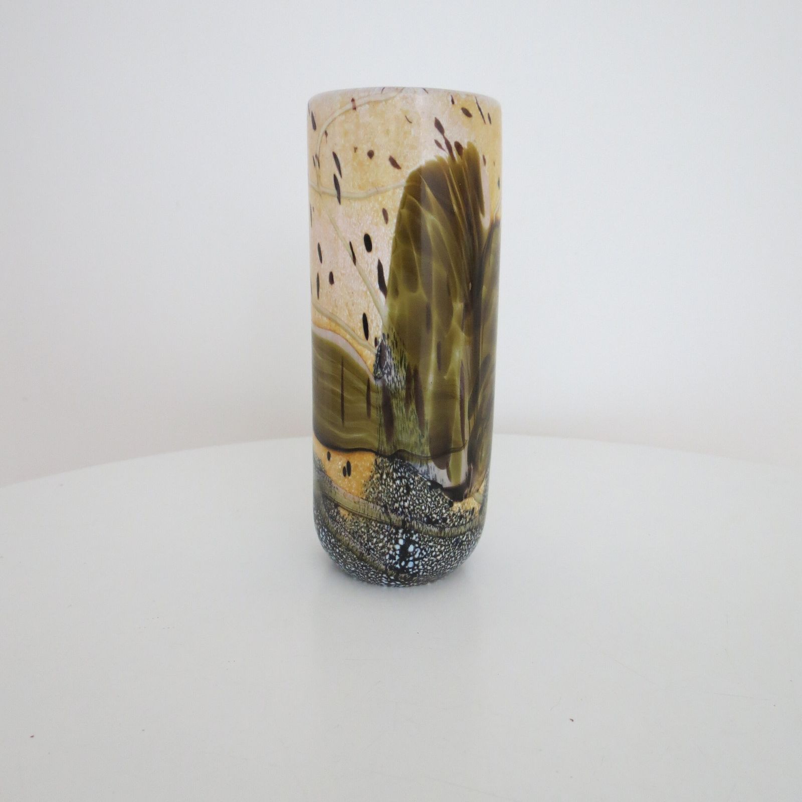 photo for sale Glass Vase By Norman Stuart Clarke 1990s  Cased Glass Landscape Scene