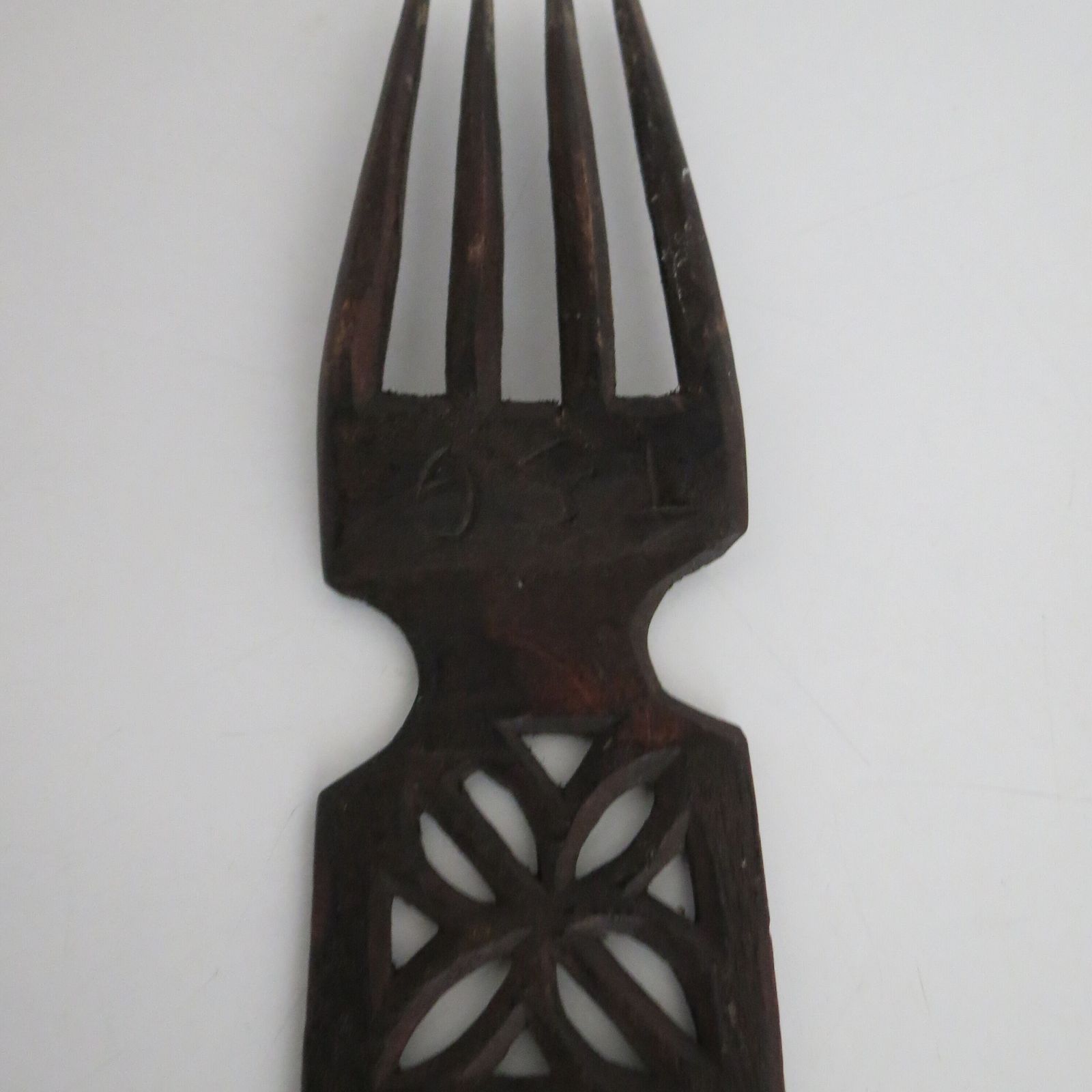 photo buy Hand Carved Welsh Love Spoon And Fork 1920s
