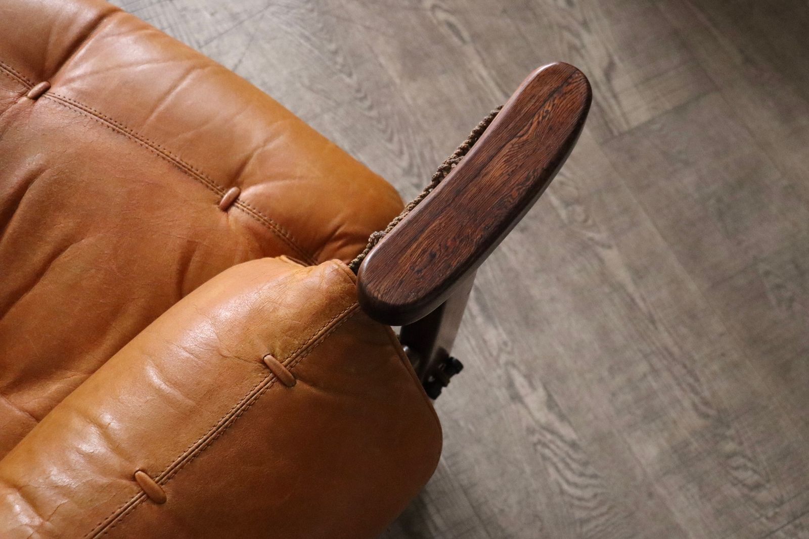 Jangada Lounge Chair With Ottoman In Cognac Leather By Jean Gillon Brazil 1960s photo vintage