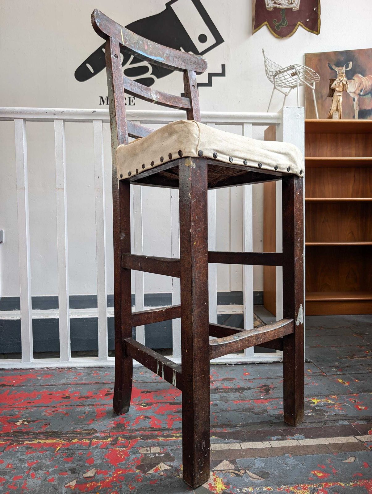 Early 20th Century Oak Artists Stool/High Chair. photo vinterior