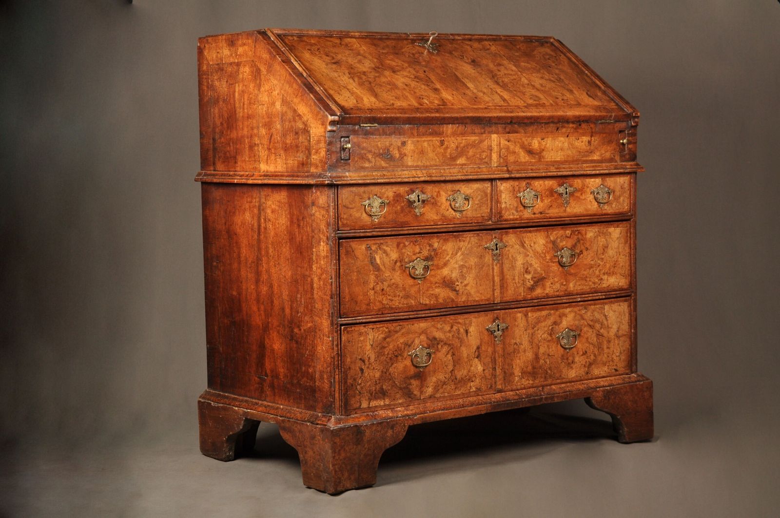 Rare Queen Anne Burr Walnut Bureau photo for sale