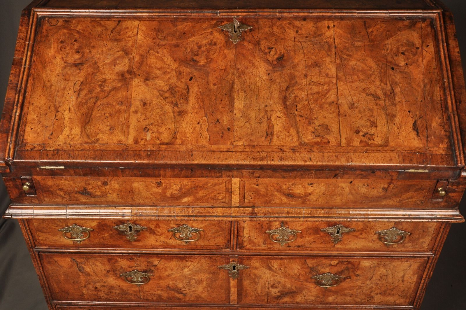 Rare Queen Anne Burr Walnut Bureau photo buy