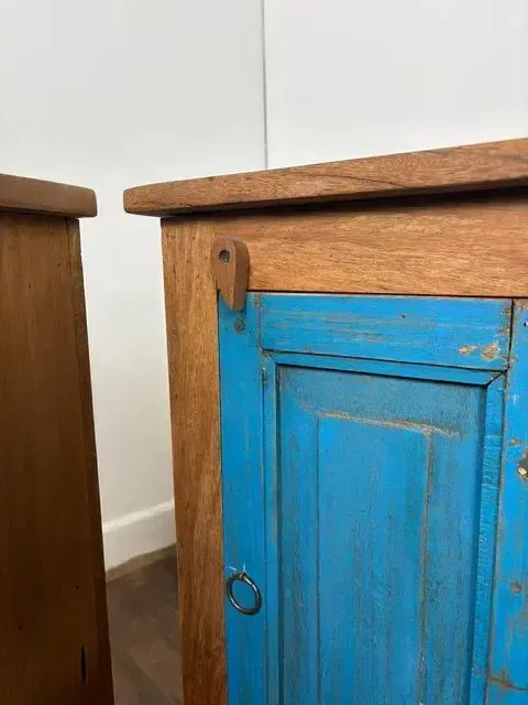 photo vinterior Pair Of Reclaimed Indian Wood Bedside Cabinets
