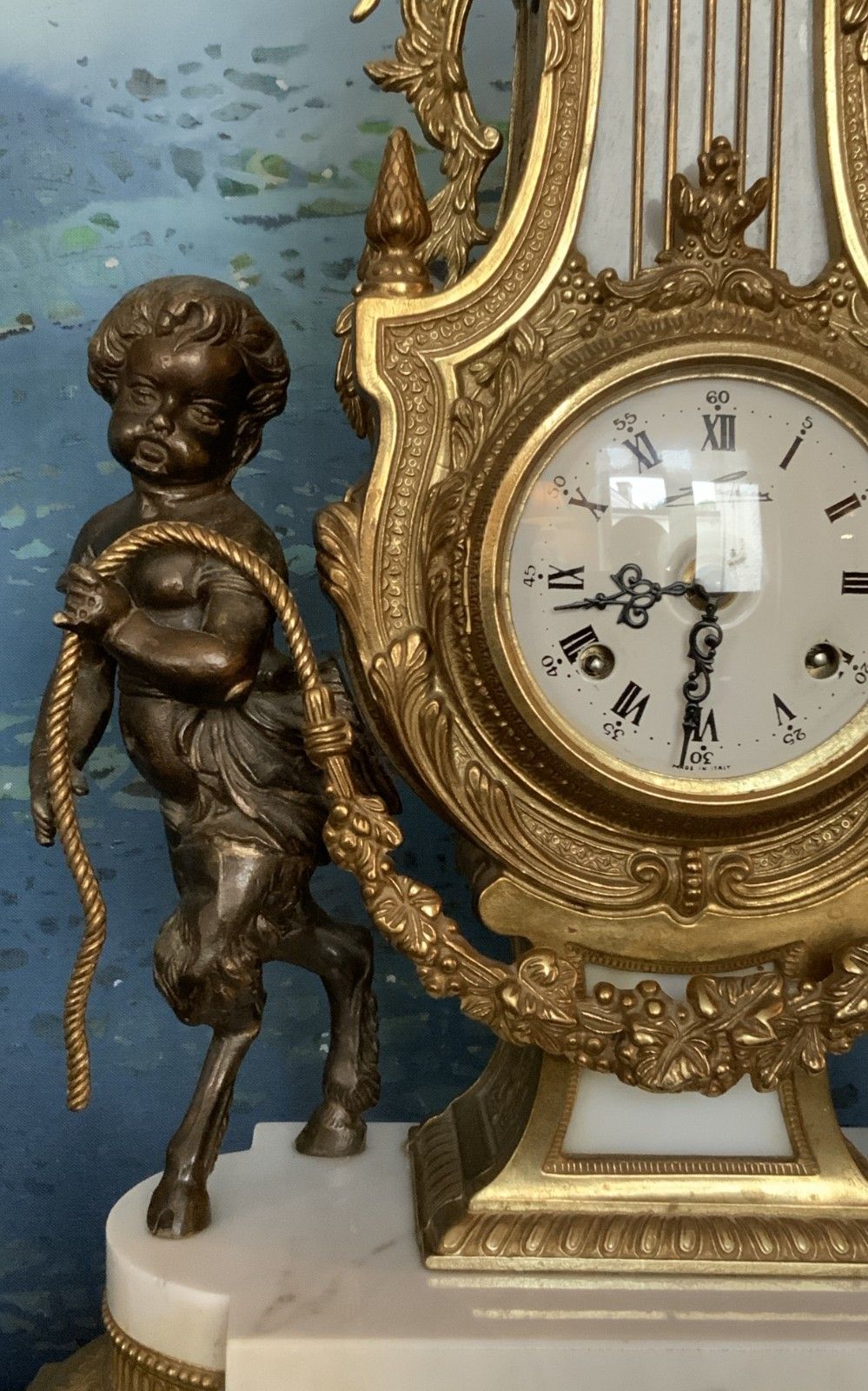 Huge Italian Bronze & Marble 3 Piece Garniture Clock Set Inc Candelabra 8 Day photo buy