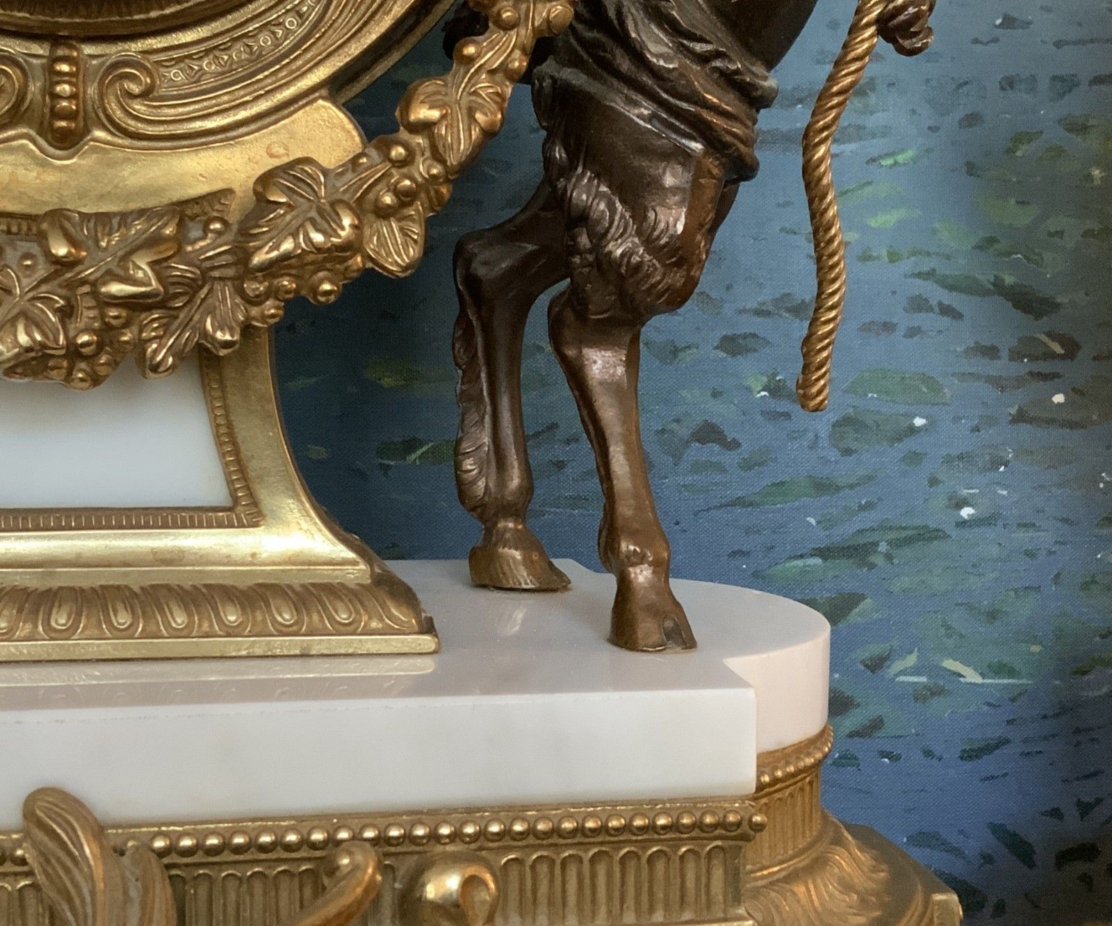 photo for sale Huge Italian Bronze & Marble 3 Piece Garniture Clock Set Inc Candelabra 8 Day