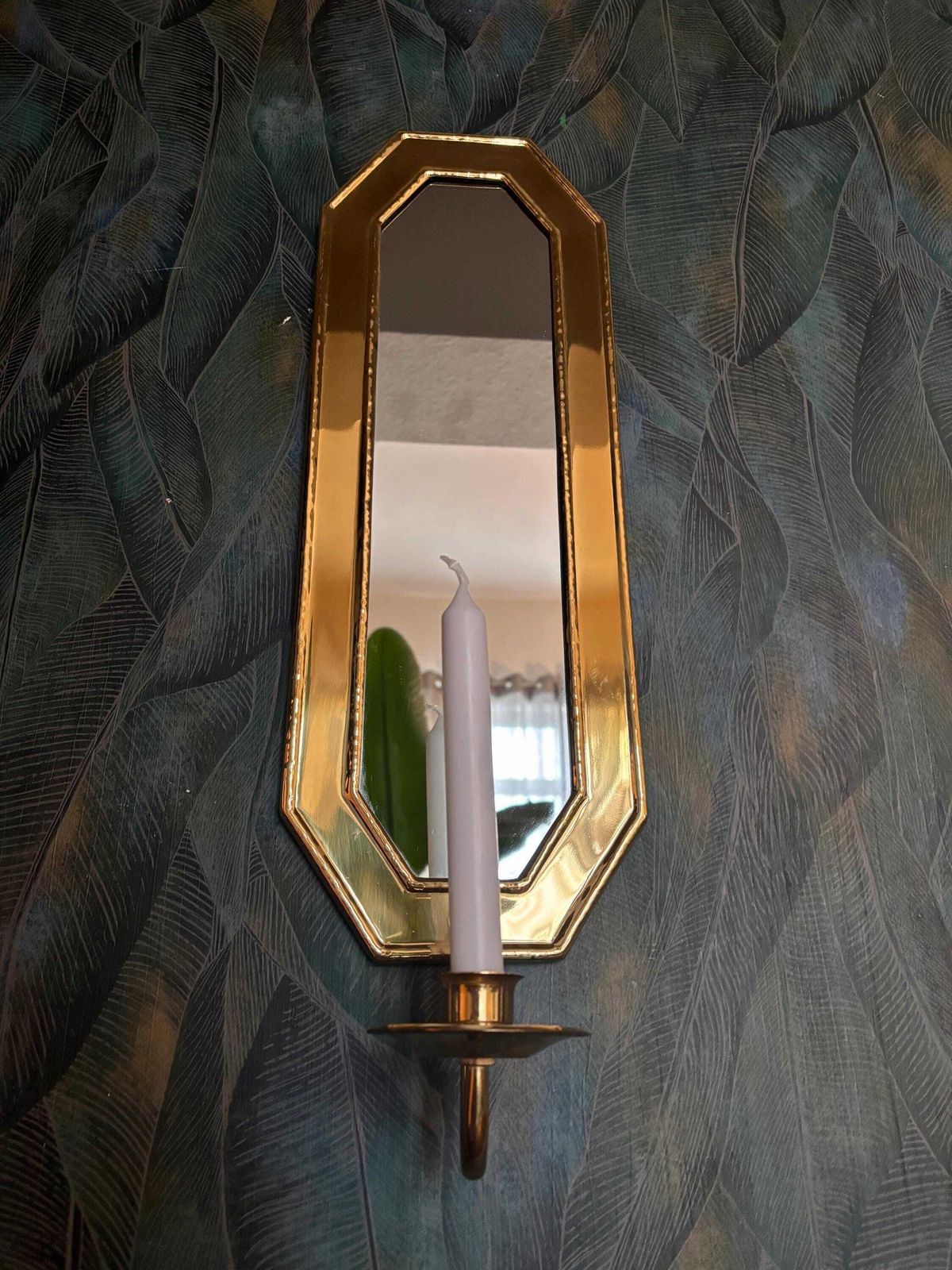 Messing wandlamp met spiegel, vintage design