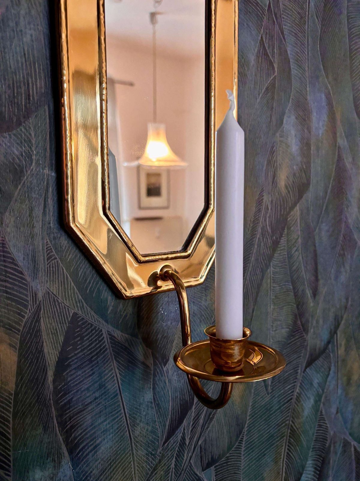 Messing wandlamp met spiegel, vintage design photo furniture