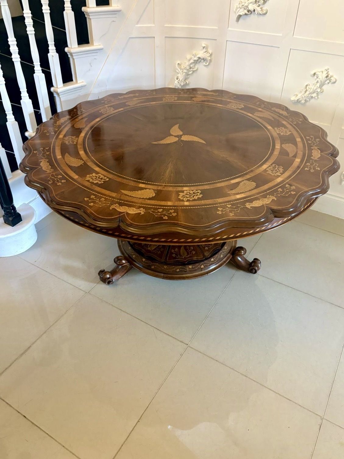 Antique Exhibition Quality Irish Killarney Marquetry Inlaid Yew Wood Round Entry Hall Centre Table Large Attributed To The Egan Workshop photo 149000.0