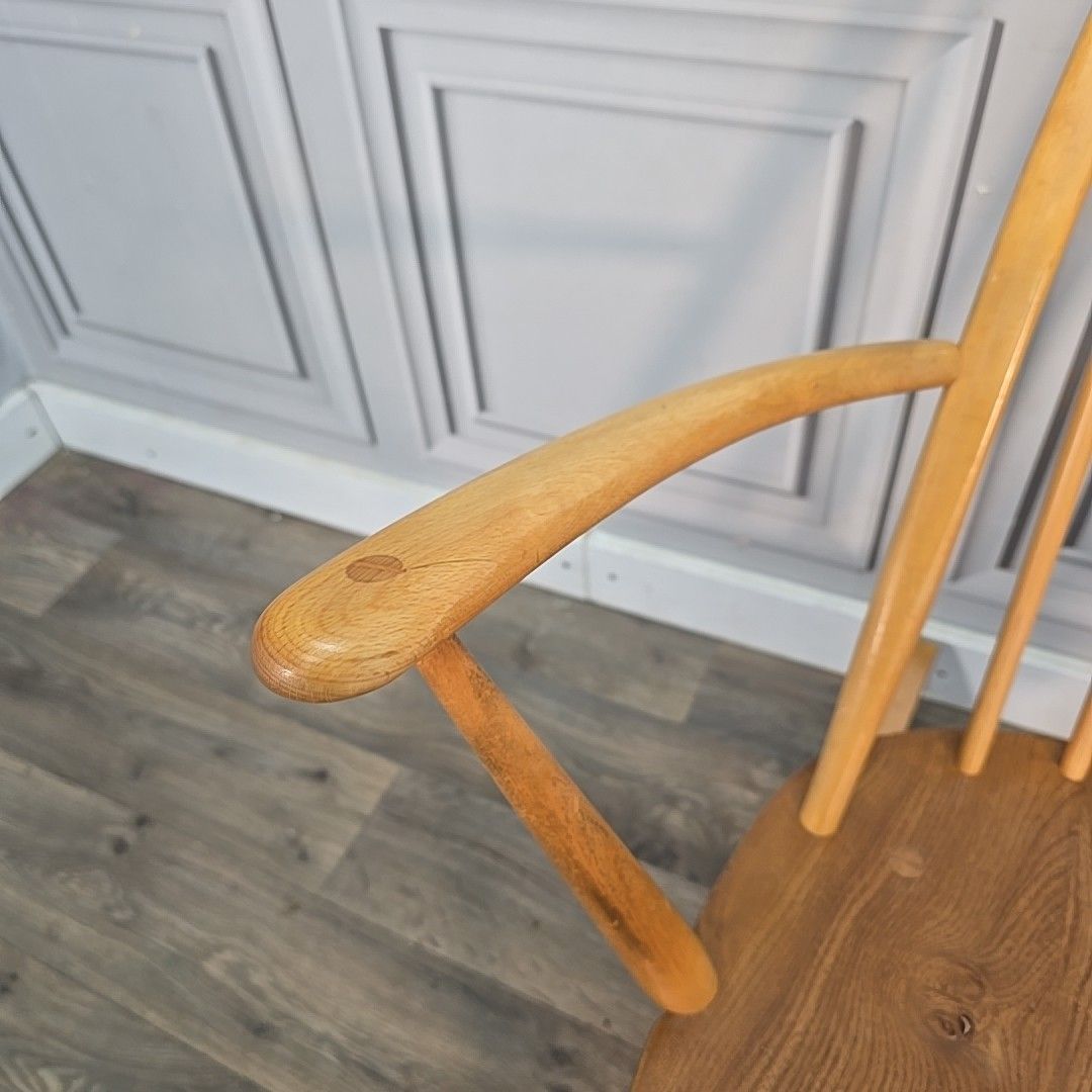 Ercol Quaker Rocking Chair Blonde Elm Beech Windsor Armchair Vintage Mcm Retro photo 230.0