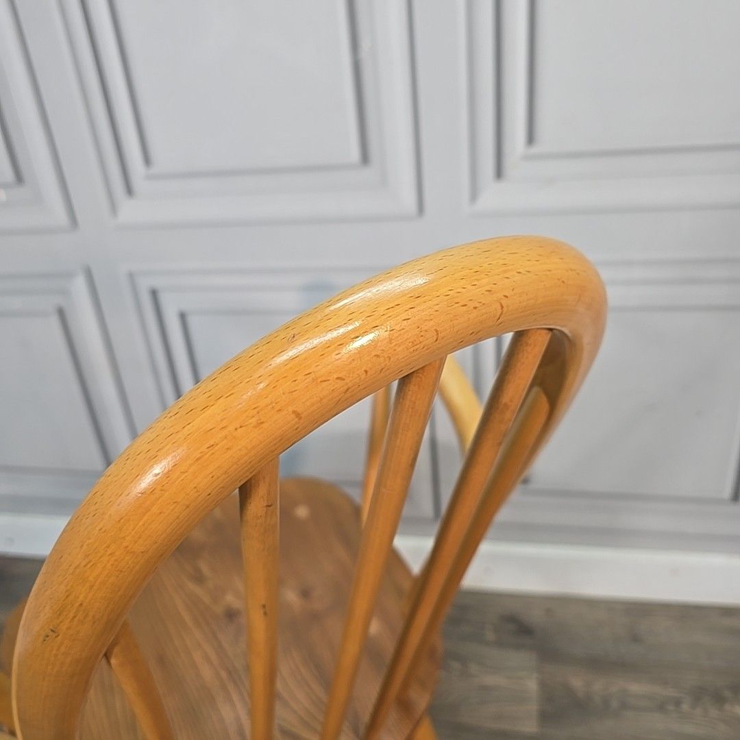 photo vintage Ercol Quaker Rocking Chair Blonde Elm Beech Windsor Armchair Vintage Mcm Retro