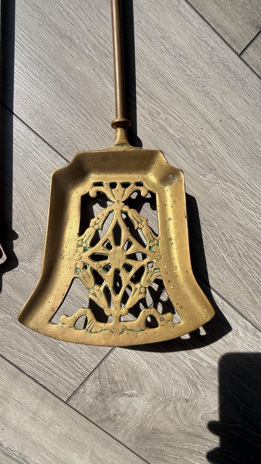 Victorian Gothic Brass Fire Companion Set, Fireplace Tools, 19th Century photo buy