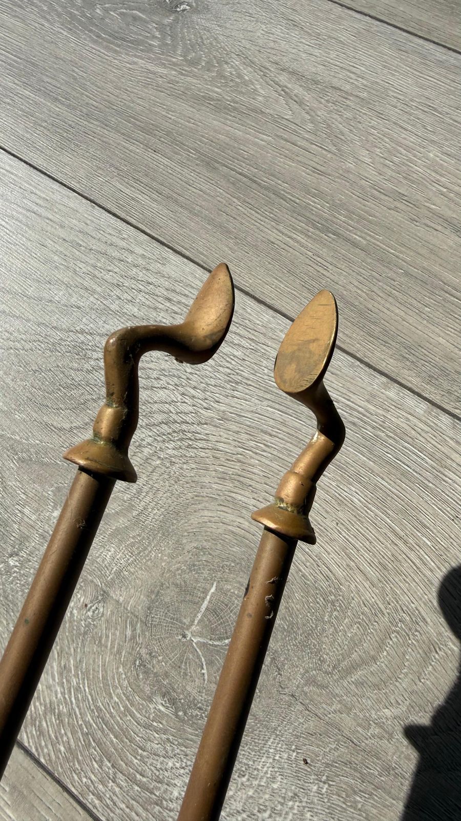 Victorian Gothic Brass Fire Companion Set, Fireplace Tools, 19th Century photo vintage