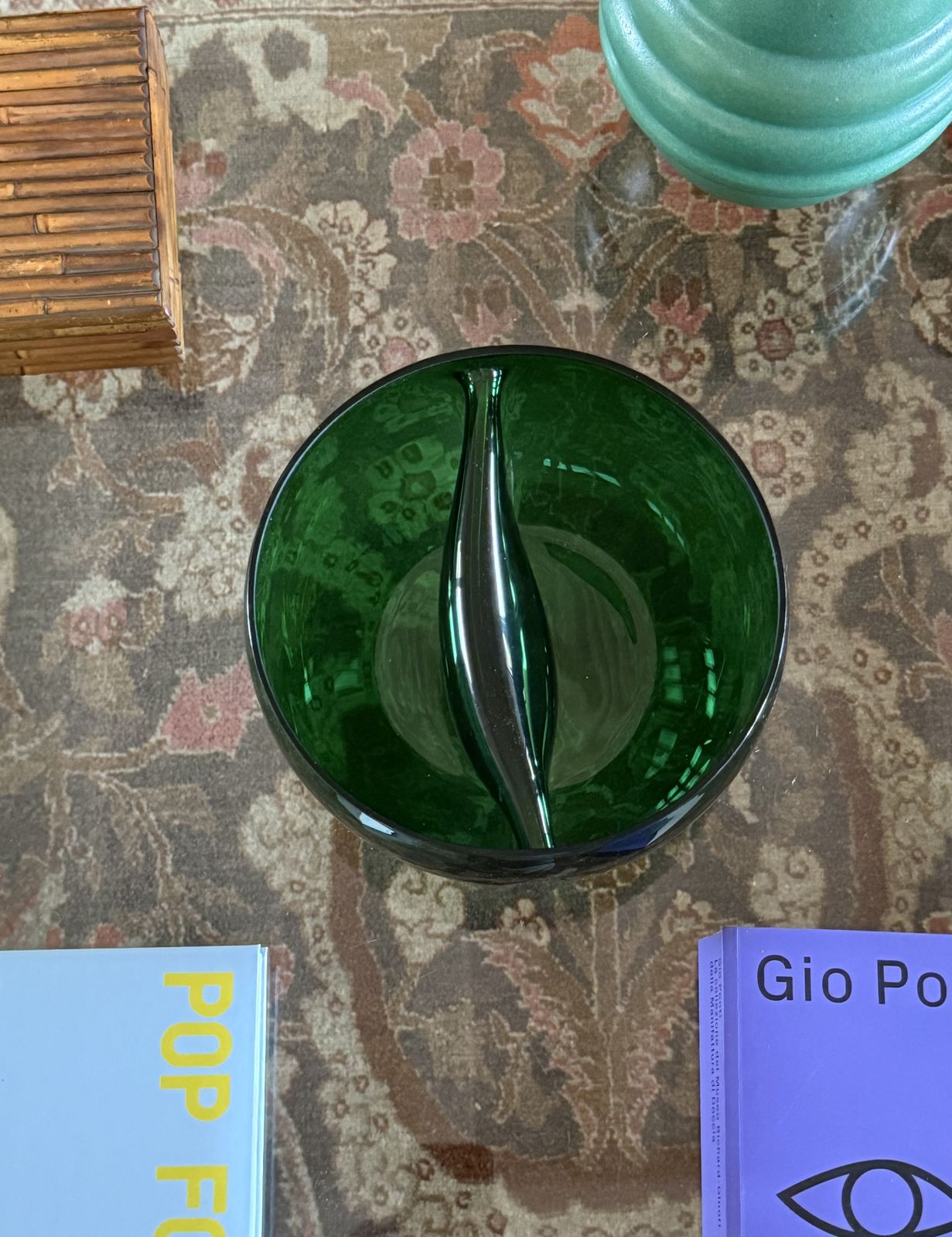Mid Century Green Glass Bowl / Centerpiece,  Italy 1960s photo Home Decor