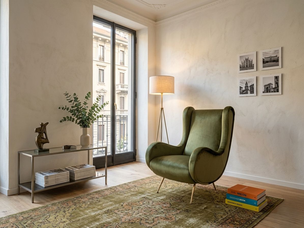 1950s Italian Armchair Senior Zanuso Style Green Velvet photo for sale
