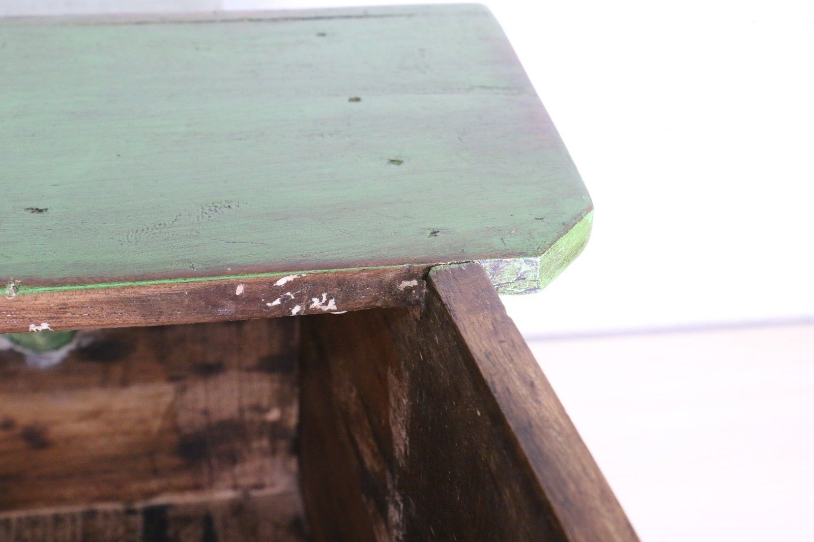 Antique Aged Wooden Stool Rural Farmhouse Original Country Style Rustic Kitchen photo buy