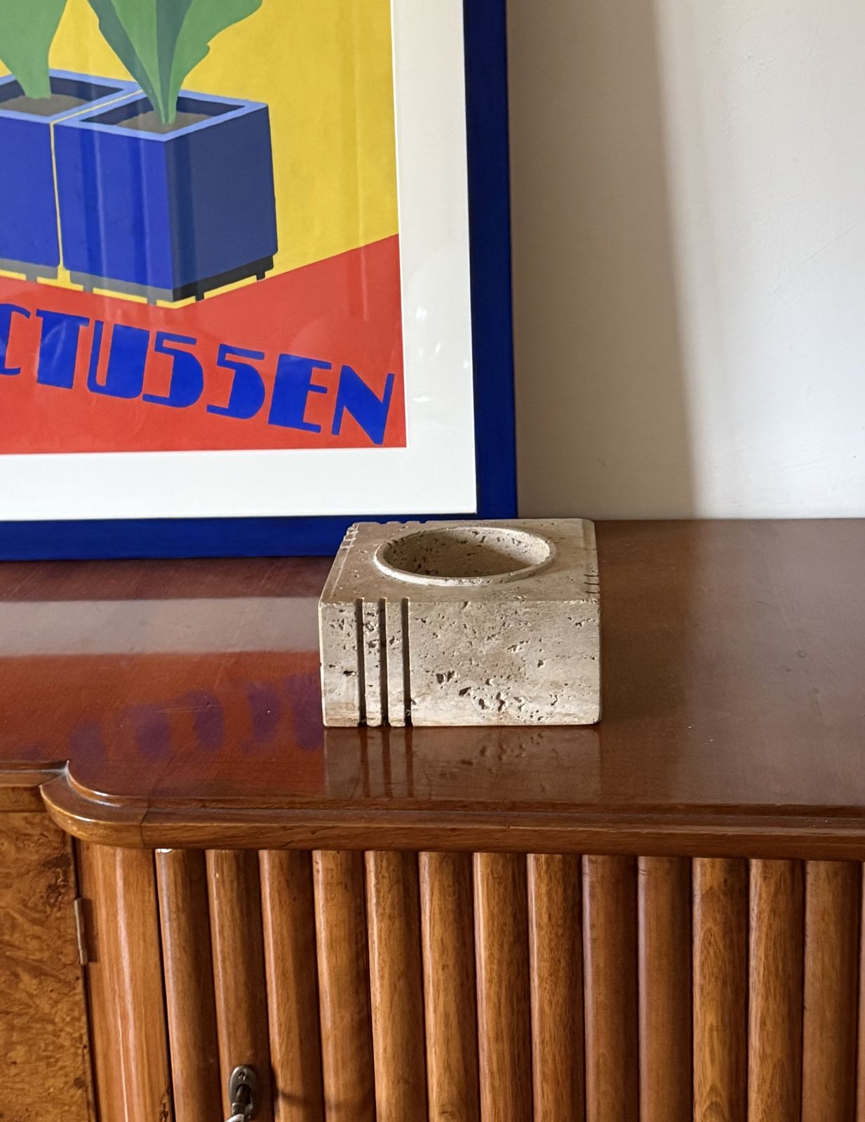Travertine Cubic Vide Poche / Ashtray, Cerri Nestore, Italy, 1970s photo furniture