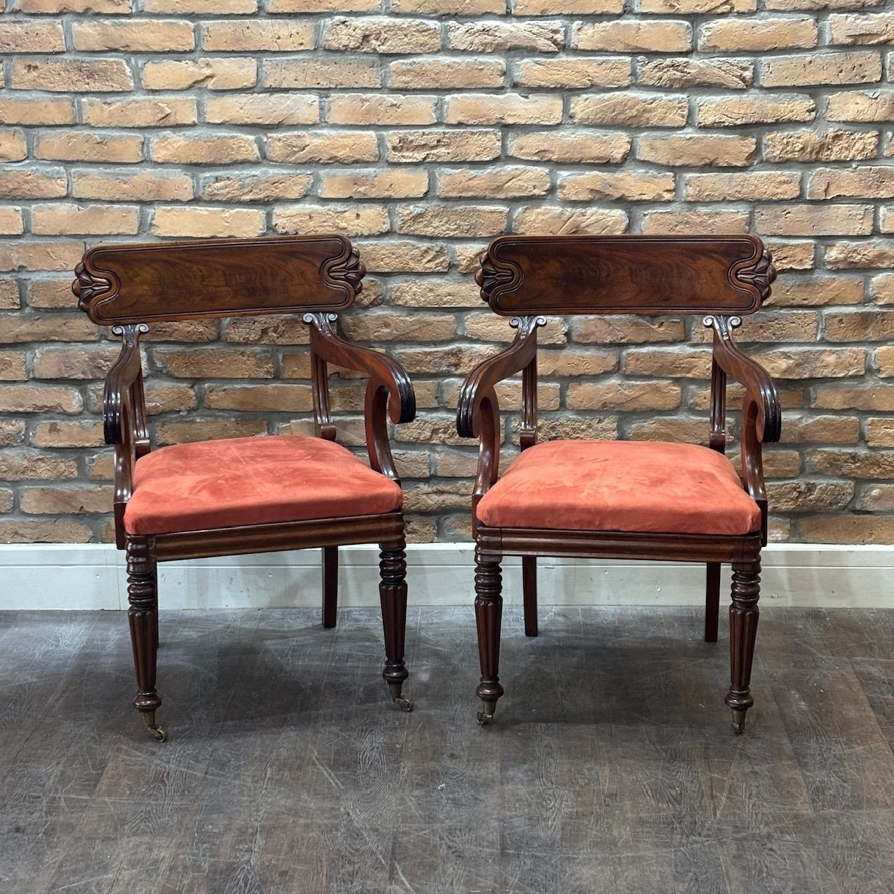 Pair Of Antique Gillows Style Mahogany Armchairs