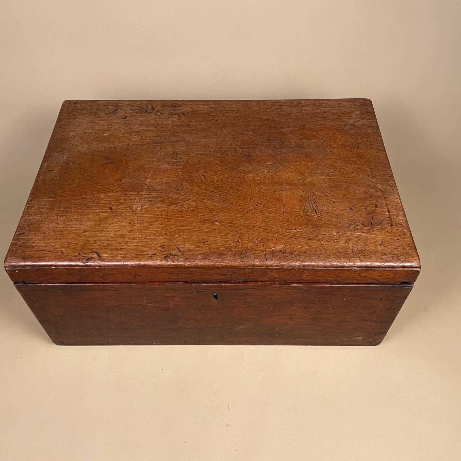 Wooden Campaign Chest Antique Box Military Wood Brass Metal Handles 19th Century Trinket Jewellery Keepsake Gold Trims Lid Rectangle Trunk photo 365.0