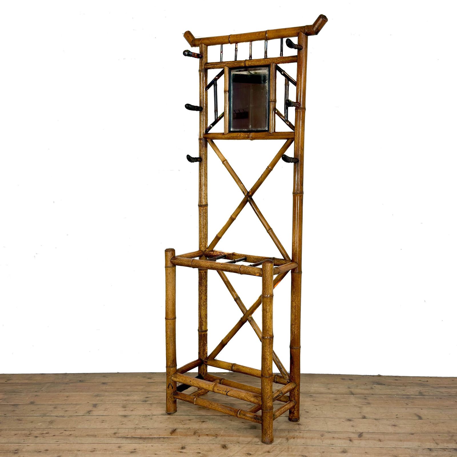 Antique Bamboo Hall Stand | Antique Furniture | Hall Stand | Umbrella Stand | Hallway Furniture (M 1817)