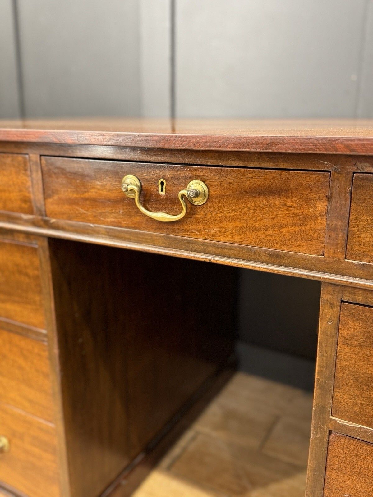 Antique Mahogany Twin Pedestal Desk Kneehole Writing Office Desk Computer Desk photo buy