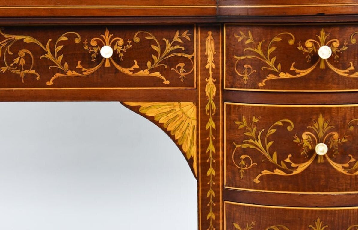 3500.0 Victorian Sheraton Revival Marquetry Inlaid Carlton House Desk photo